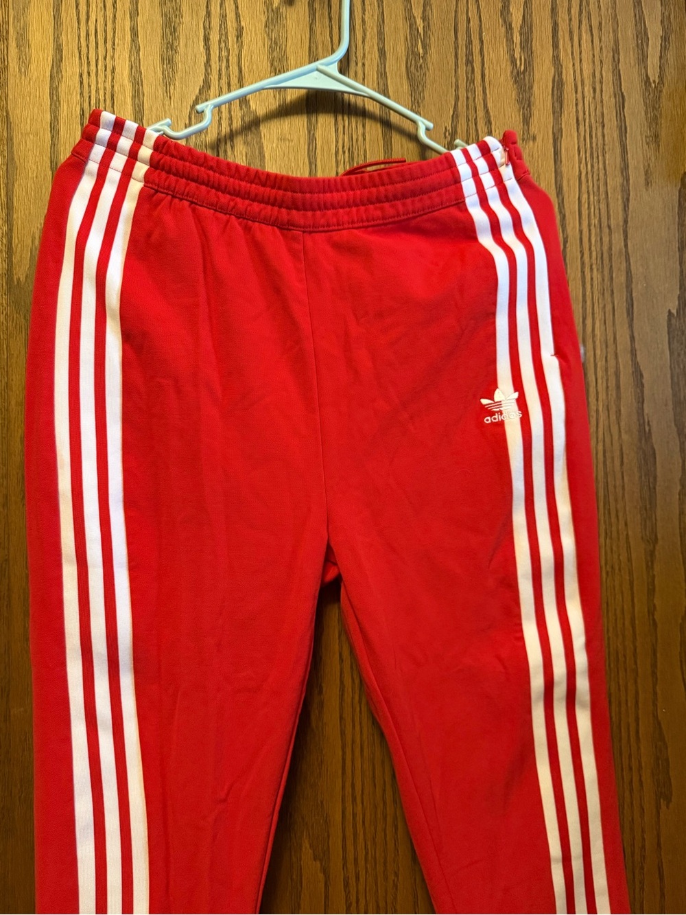 Adidas Red Pants with White Stripes - Picture 3 of 9